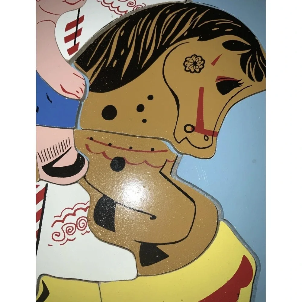 Vintage 1973 Playskool Carousel Horse Inlaid Woodboard Tray Puzzle 21 Piece‎